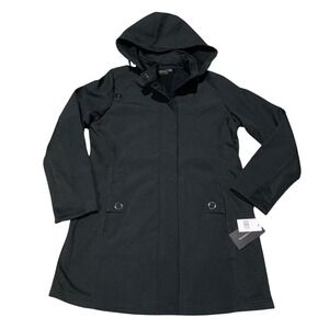 Weatherproof Womens Black Softshell Jacket Hooded Fleece Lined Coat F7530 Large